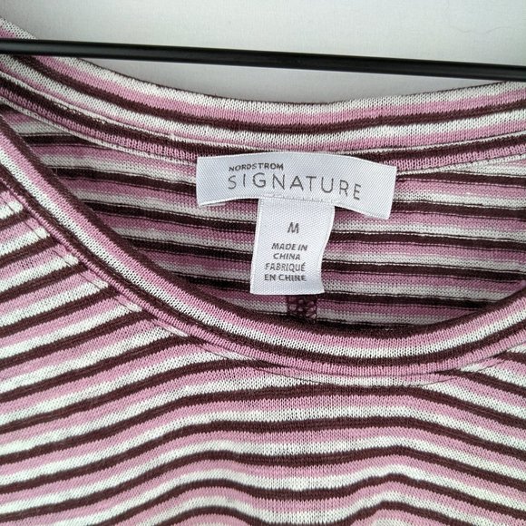 NWT Nordstrom Signature Striped Linen T-shirt Sz M - Picture 4 of 7